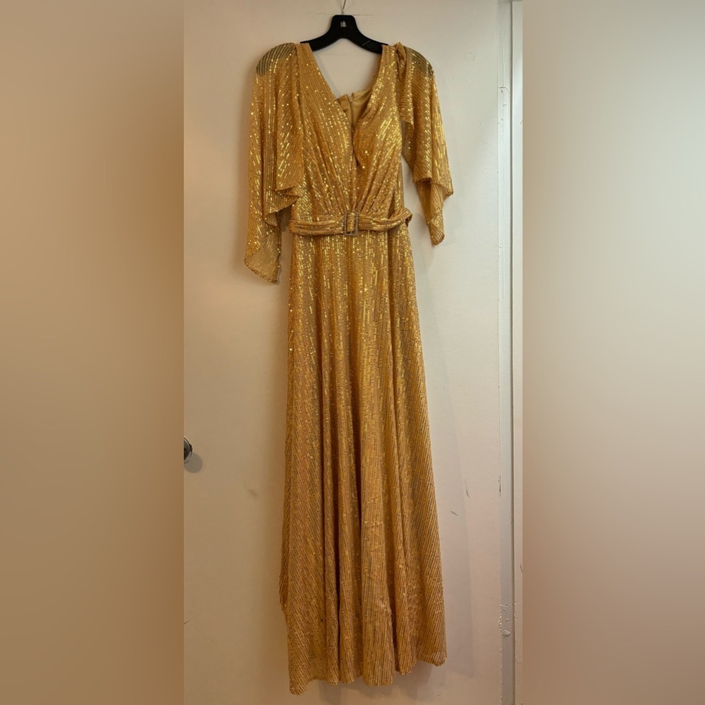 New V-Neck Sequins Floor Length Evening Dress